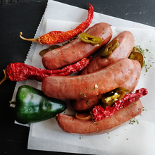 Load image into Gallery viewer, 5-Pack Smoked Cheddar Jalapeno Wagyu Beef Sausage
